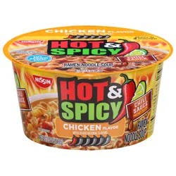 Nissin Hot & Spicy Chicken Flavor Ramen Noodle Soup 3.32 oz