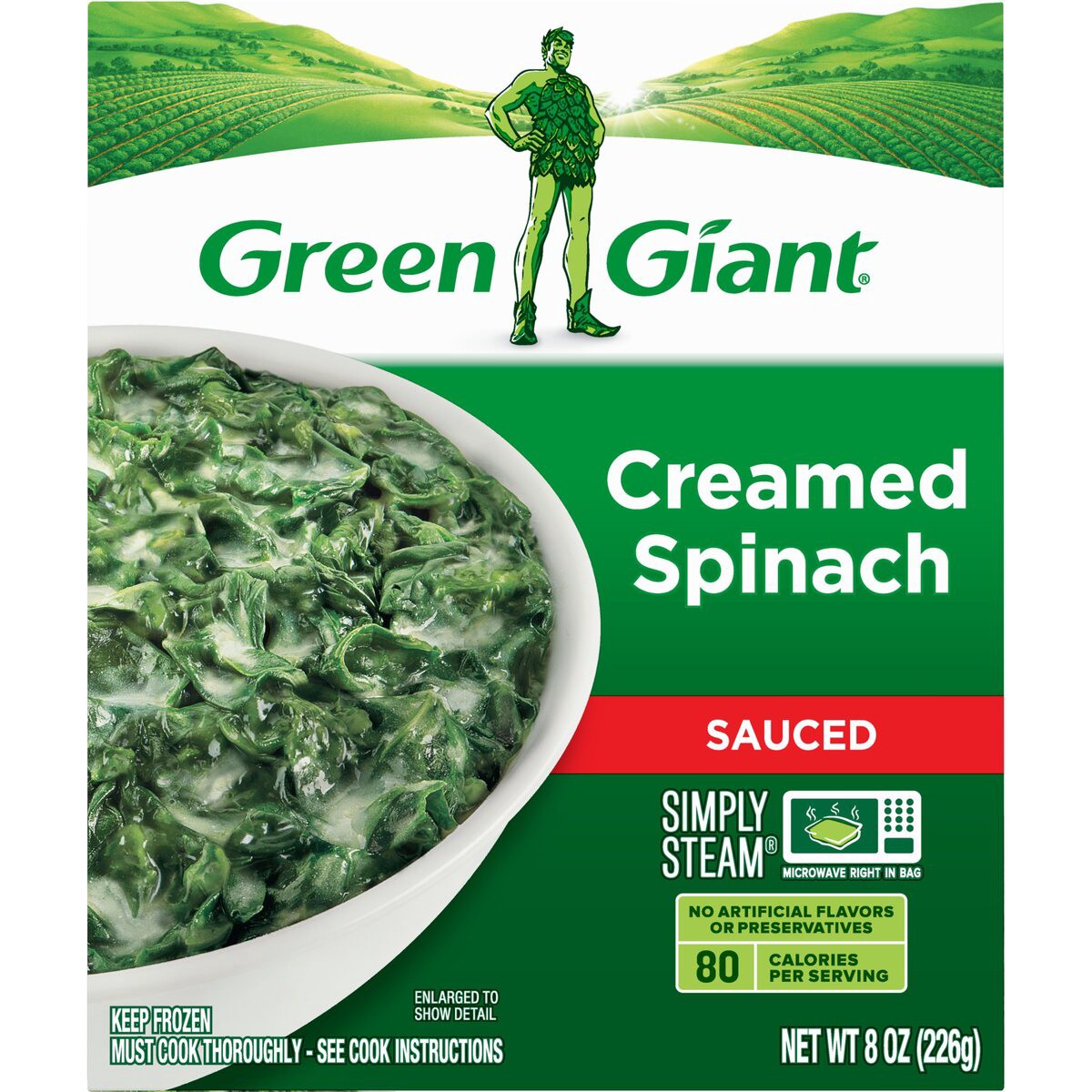 slide 13 of 13, Green Giant Simply Steam Creamed Spinach, Sauced Frozen Vegetables, 8 oz, 8 oz