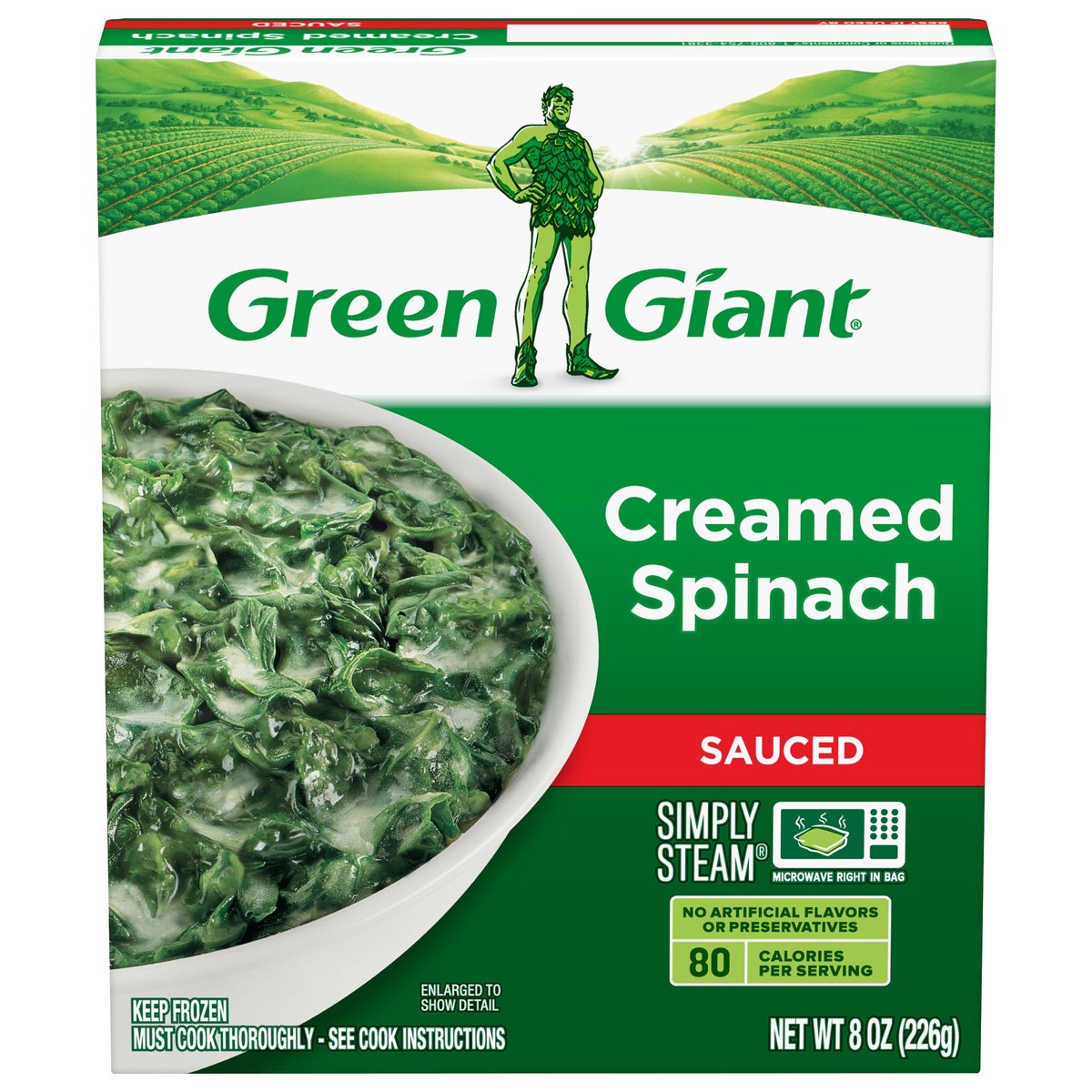 slide 4 of 13, Green Giant Simply Steam Creamed Spinach, Sauced Frozen Vegetables, 8 oz, 8 oz
