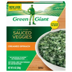 Green Giant Simply Steam Creamed Spinach, Sauced Frozen Vegetables, 8 oz