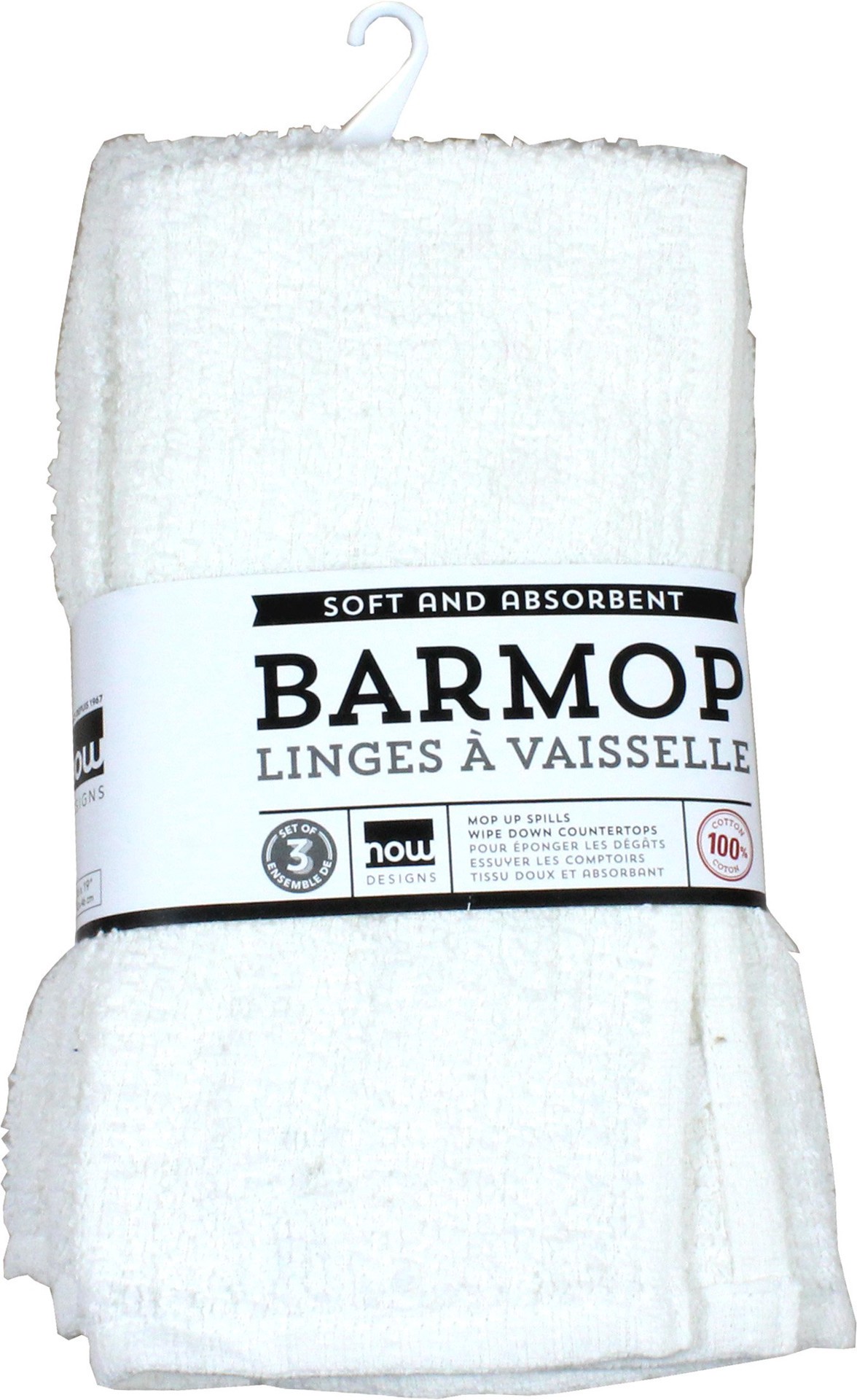 slide 1 of 1, Now Designs Large White Barmop Set, 3 ct