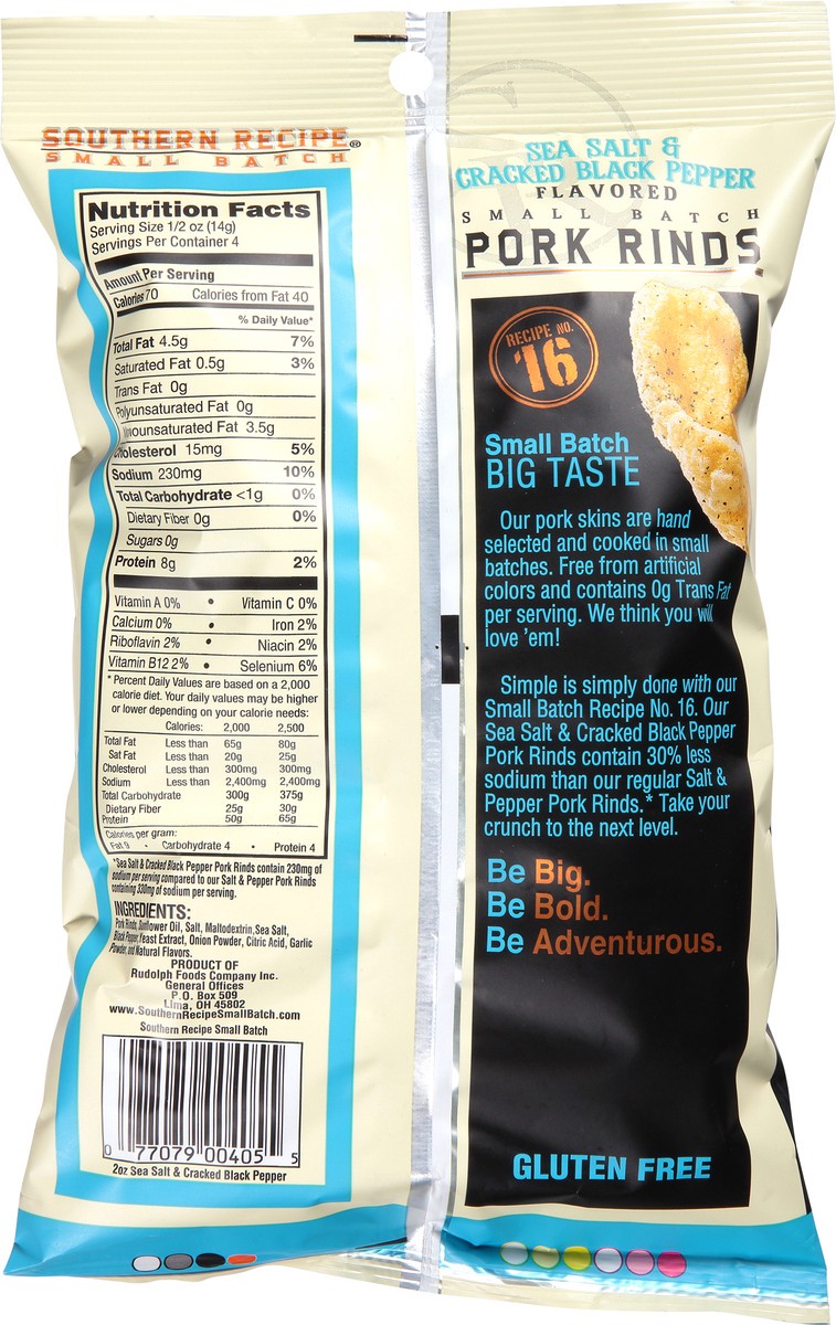 slide 8 of 9, Southern Recipe Small Batch Sea Salt & Cracked Black Pepper Flavored Pork Rinds 2 oz, 2 oz