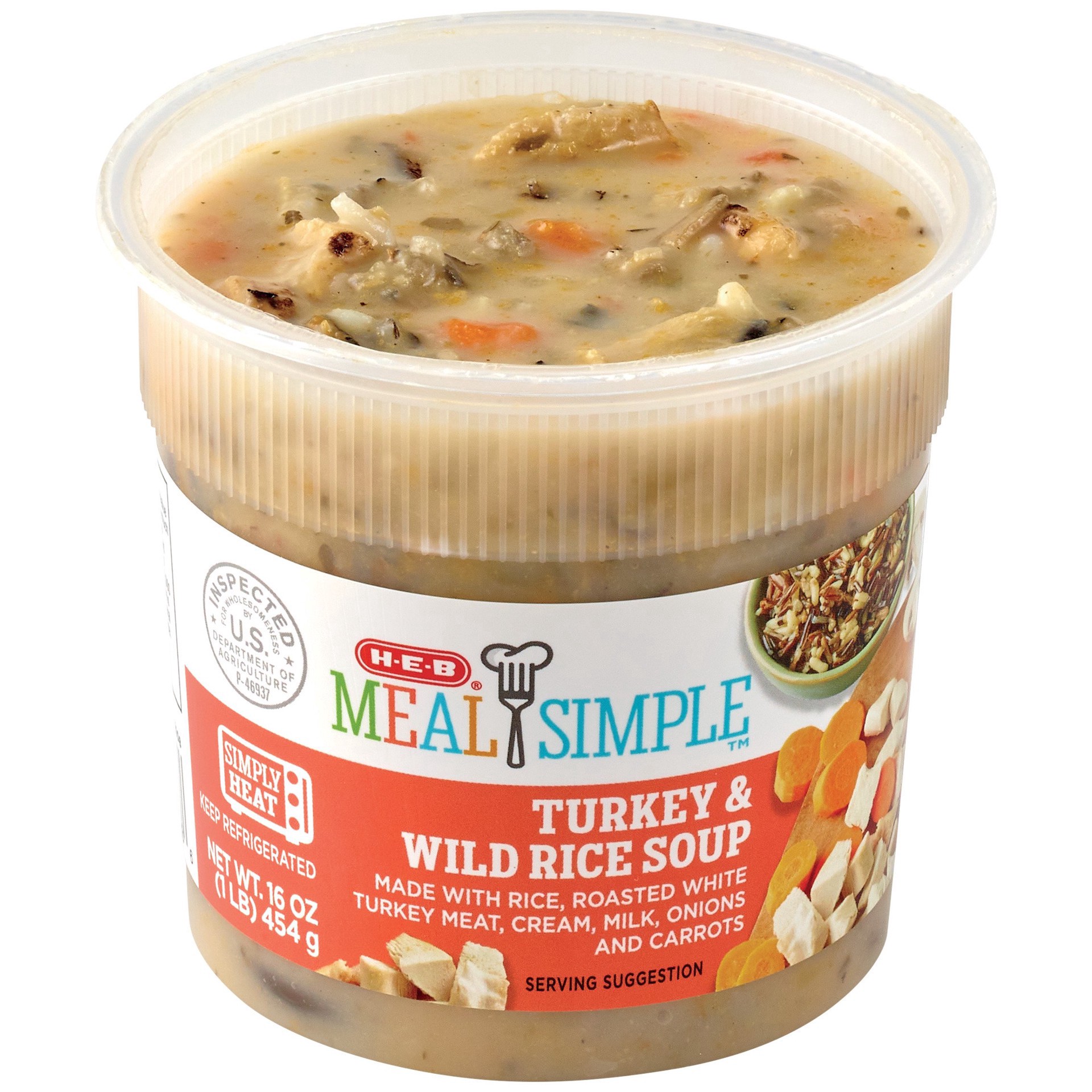 slide 1 of 1, H-E-B Meal Simple Turkey & Wild Rice Soup, 16 oz