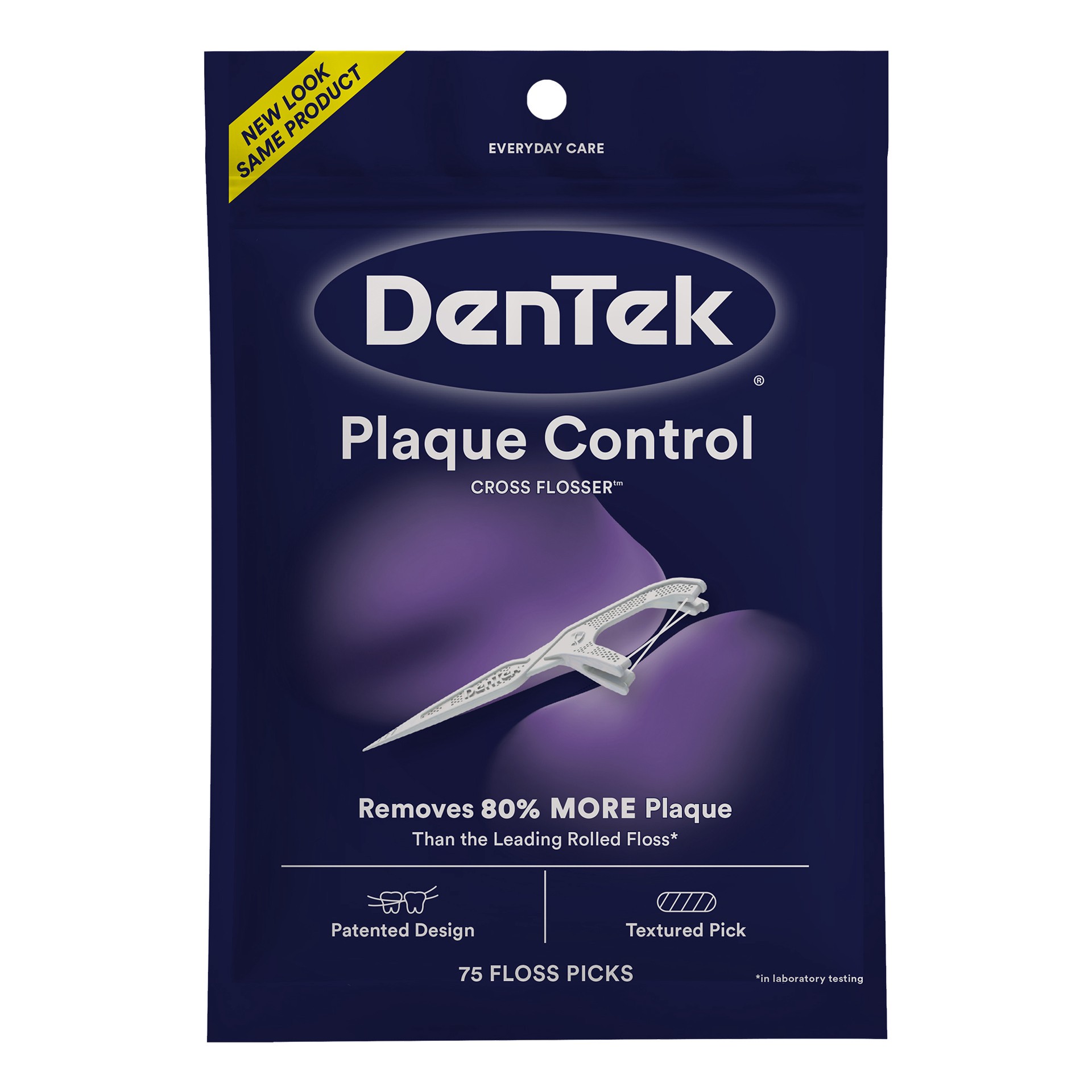 slide 1 of 9, DenTek Cross Flosser Plaque Control Floss Picks, X-Shaped Floss, 75 Count, 75 ct
