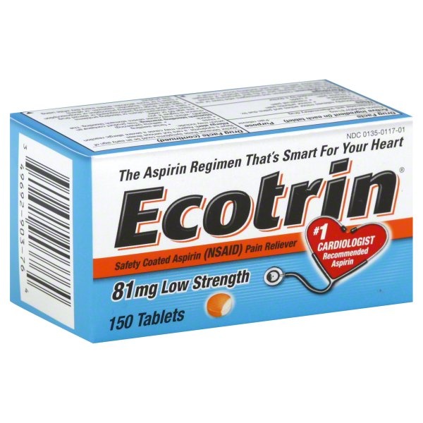 slide 1 of 1, Ecotrin Aspirin, Safety Coated, Low Strength Tablets, 150 ct; 81 mg