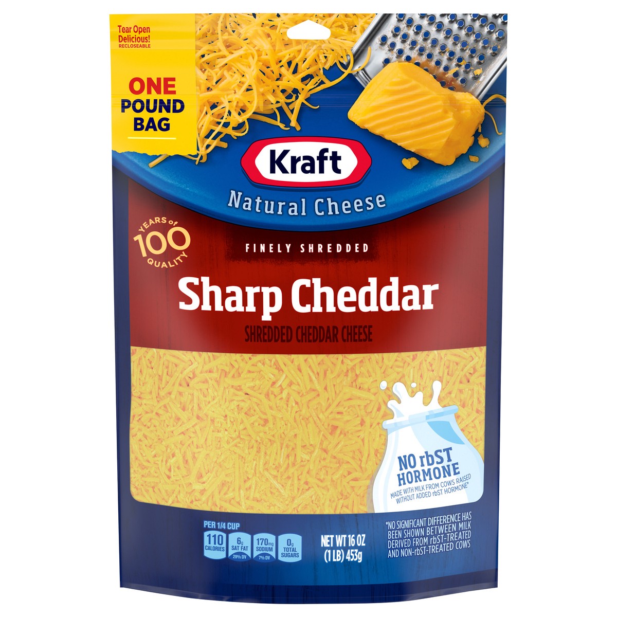 slide 1 of 12, Kraft Sharp Cheddar Finely Shredded Cheese, 2 ct Pack, 16 oz Bags, 2 ct