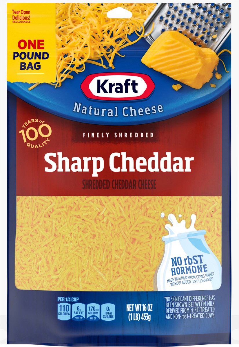 slide 7 of 12, Kraft Sharp Cheddar Finely Shredded Cheese, 2 ct Pack, 16 oz Bags, 2 ct