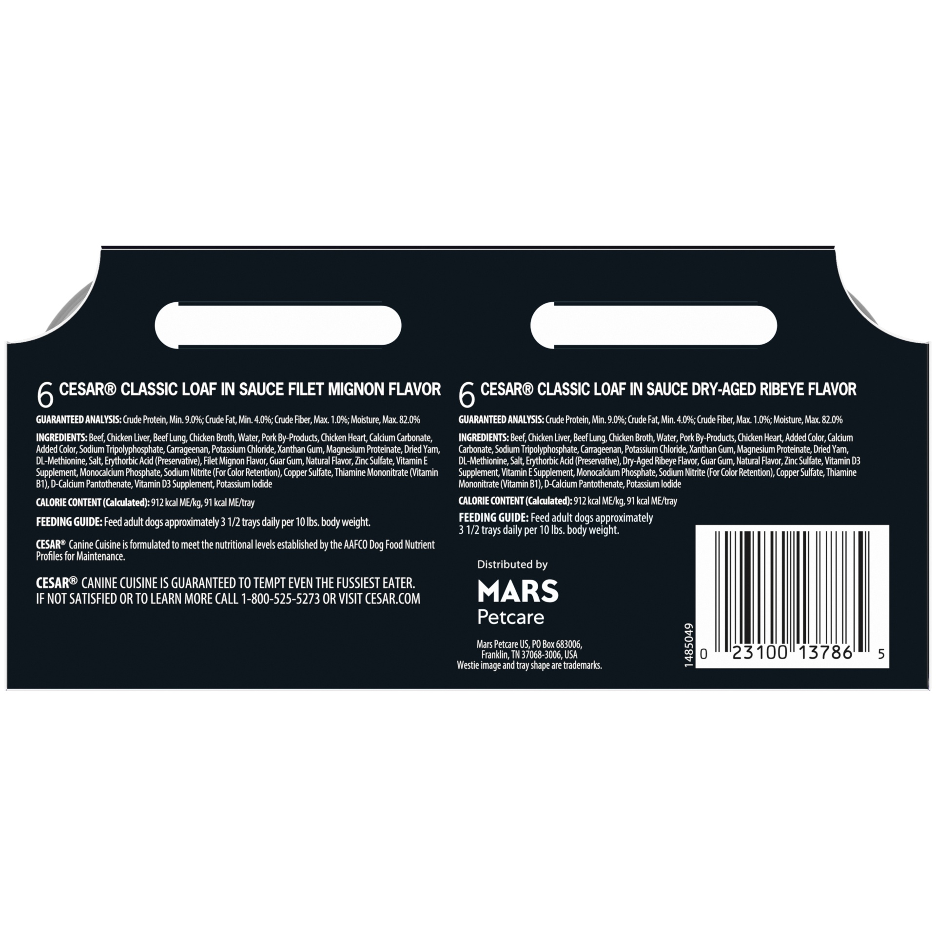 slide 2 of 7, Cesar Classic Loaf In Sauce Adult Soft Wet Dog Food Butcher’S Selects Variety Pack, Dry-Aged Ribeye Flavor And Filet Mignon Flavor, 3.5 oz