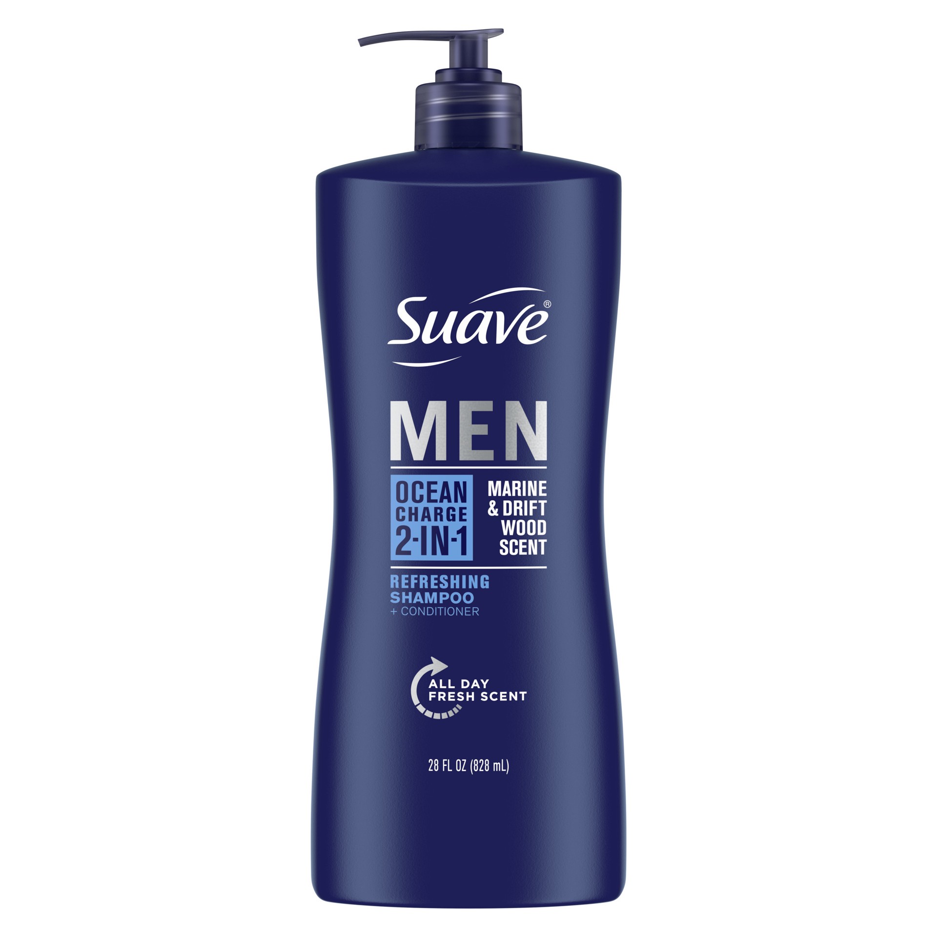 slide 1 of 10, Suave Men 2-in-1 Shampoo and Conditioner Ocean Charge, 28 oz, 4 Count, 28 oz