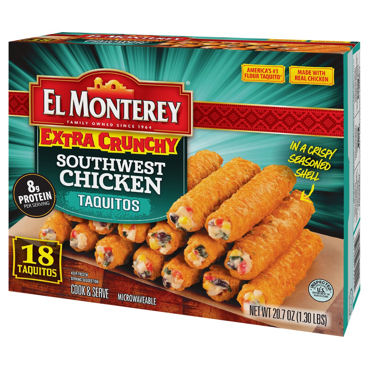 slide 3 of 9, El Monterey Southwest Chicken Taquito, 24.2 oz