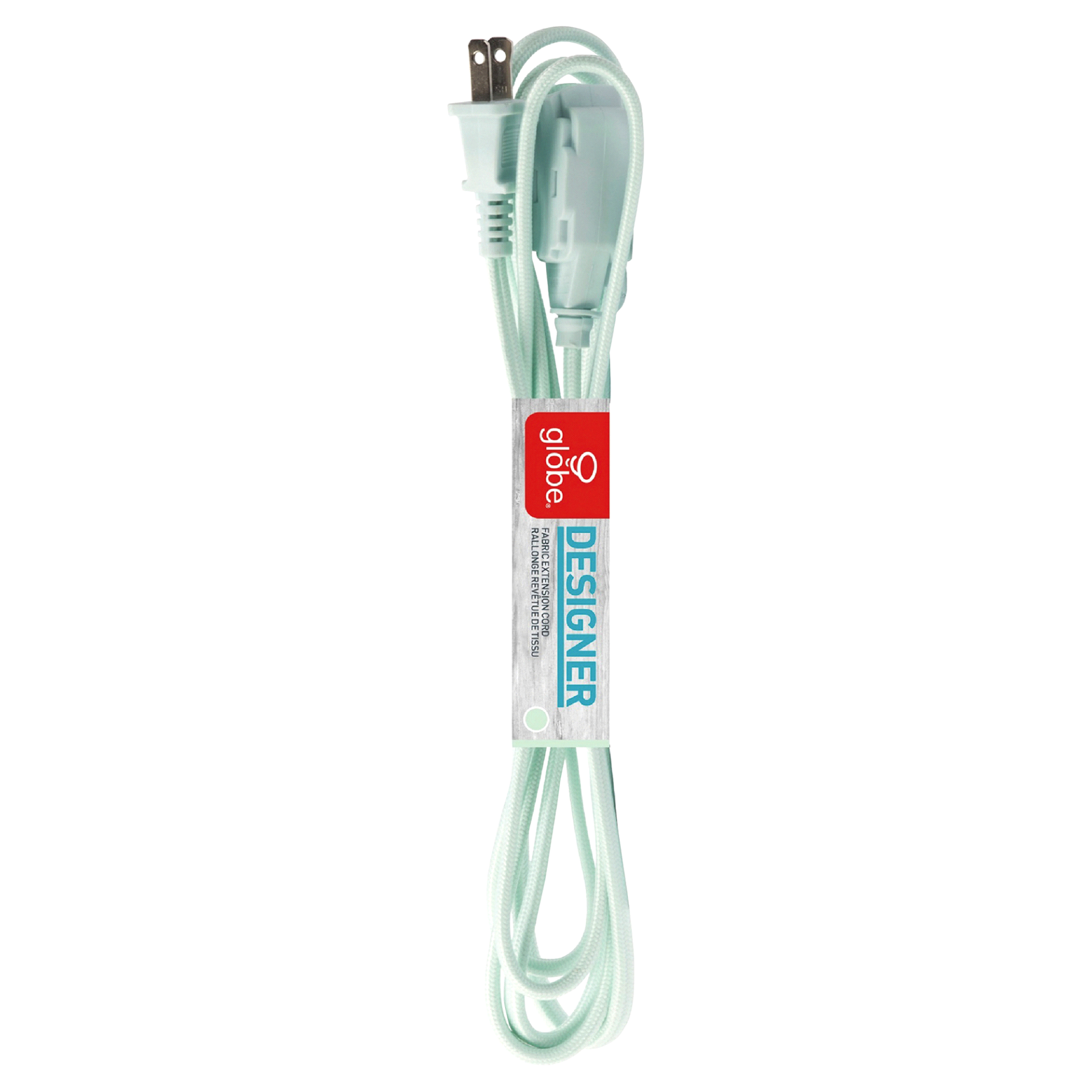 slide 1 of 1, Globe Electric 9' Fabric Extension Cord, Mint Green, 1 ct