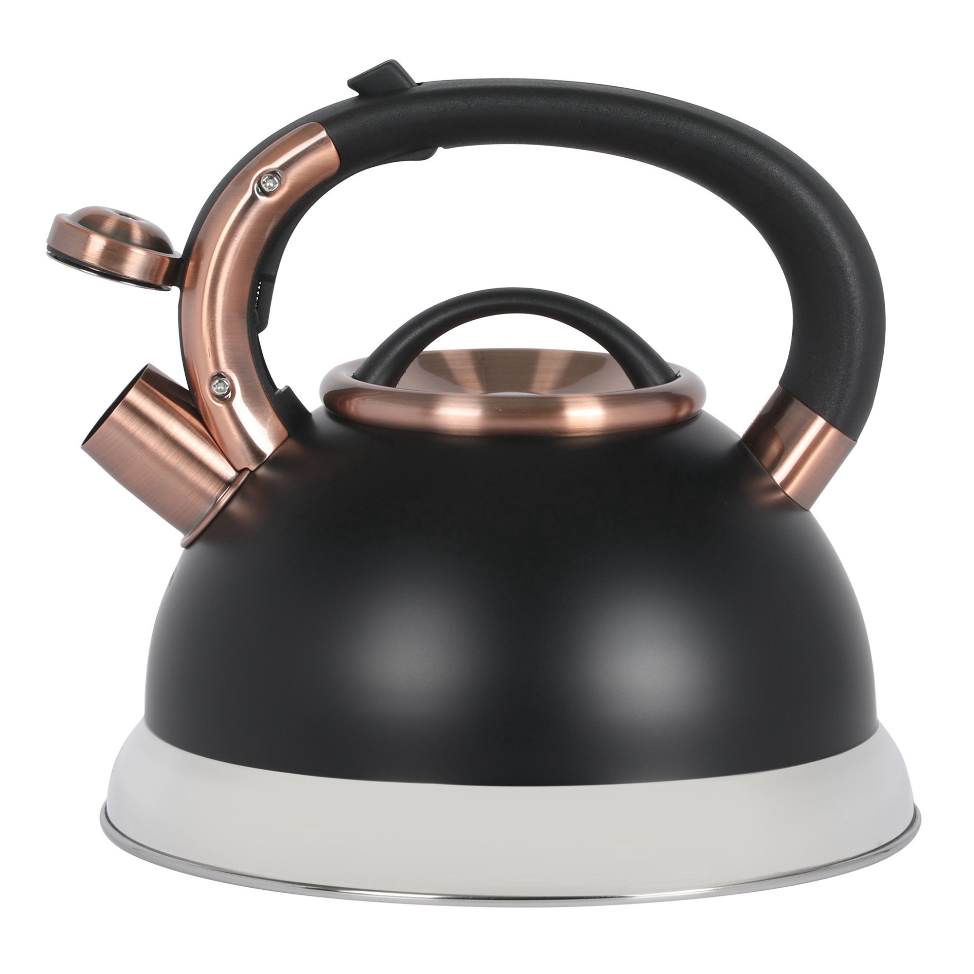 slide 1 of 1, Mr. Coffee Matte Black & Copper Kettle, 2.2 qt