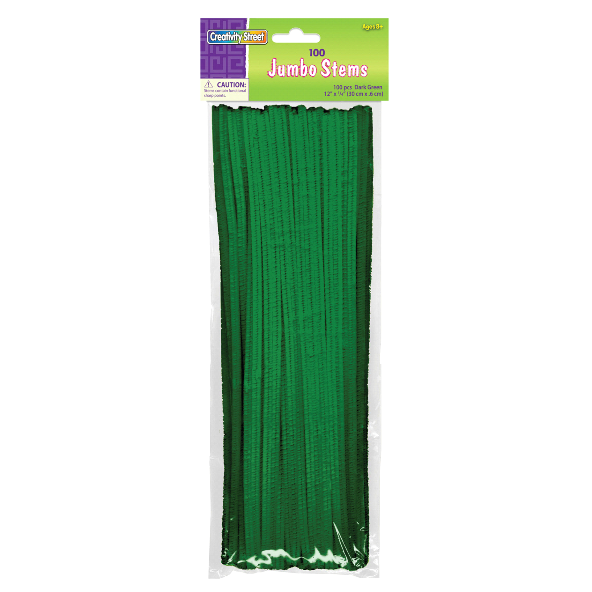 slide 1 of 1, Creativity Street Jumbo Stems, Dark Green, 12" x 6 mm, 100 ct