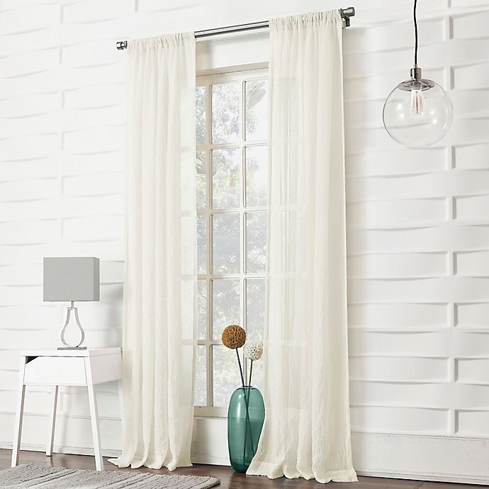 slide 2 of 2, No. 918 Lourdes Rod Pocket Light Filtering Window Curtain Panel - Cream, 120 in