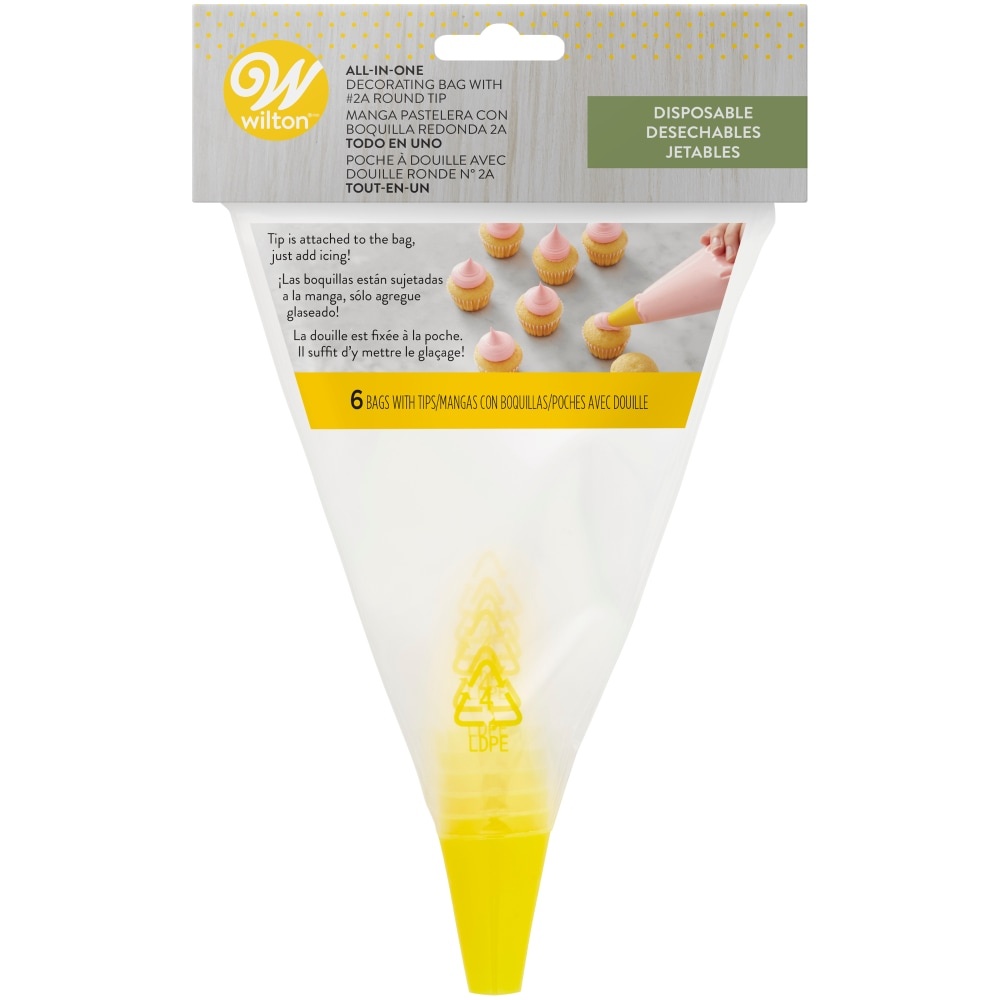slide 1 of 1, All-In-One Disposable Decorating Bag With Round Tip-#2A, 6 ct