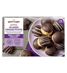 Giant Eagle Assorted Glazed Cream Puffs, Vanilla, Lemon & Chocolate