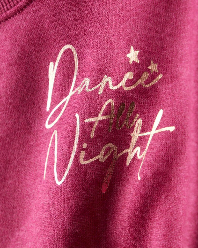 slide 3 of 3, Oshkosh Girls DayDream Fleece Metallic Dance Pullover Sweatshirt - Red Fuchsia 7, 1 ct