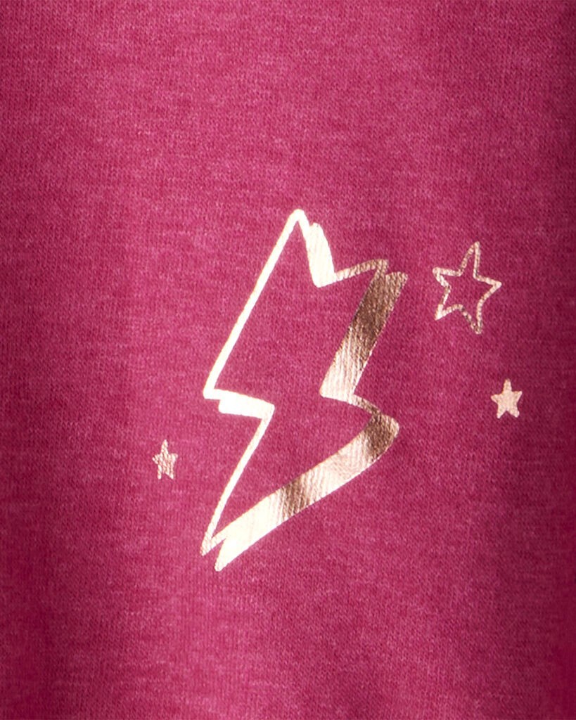 slide 2 of 3, Oshkosh Girls DayDream Fleece Metallic Dance Pullover Sweatshirt - Red Fuchsia 7, 1 ct