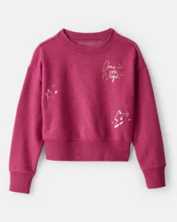 Oshkosh Girls Daydream Fleece Metallic Dance Pullover Sweatshirt - Red Fuchsia
