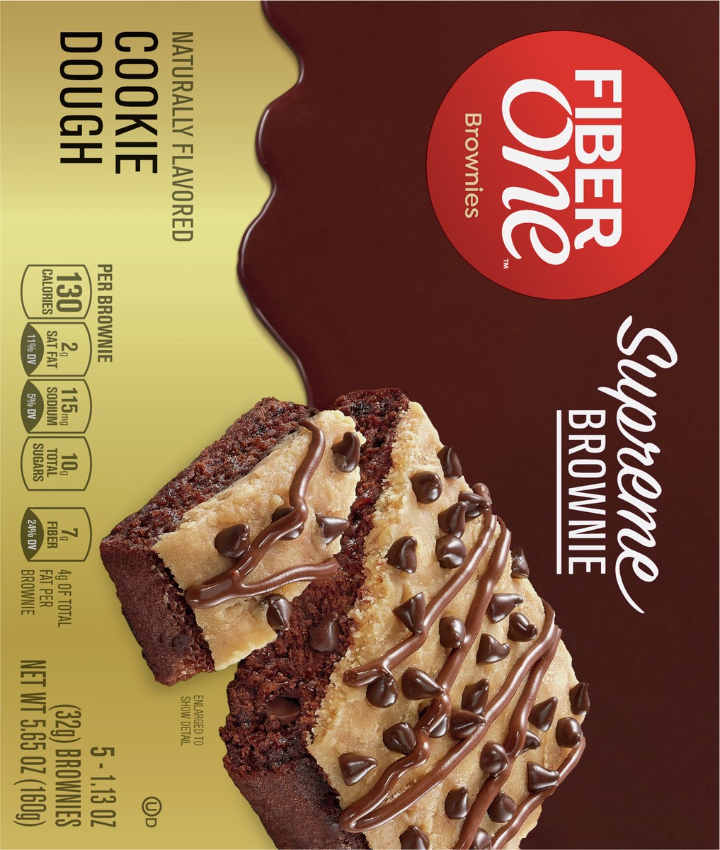 slide 5 of 9, Fiber One Supreme Brownies, Cookie Dough, Snack Bars, 1.13 oz, 5 ct, 5 ct