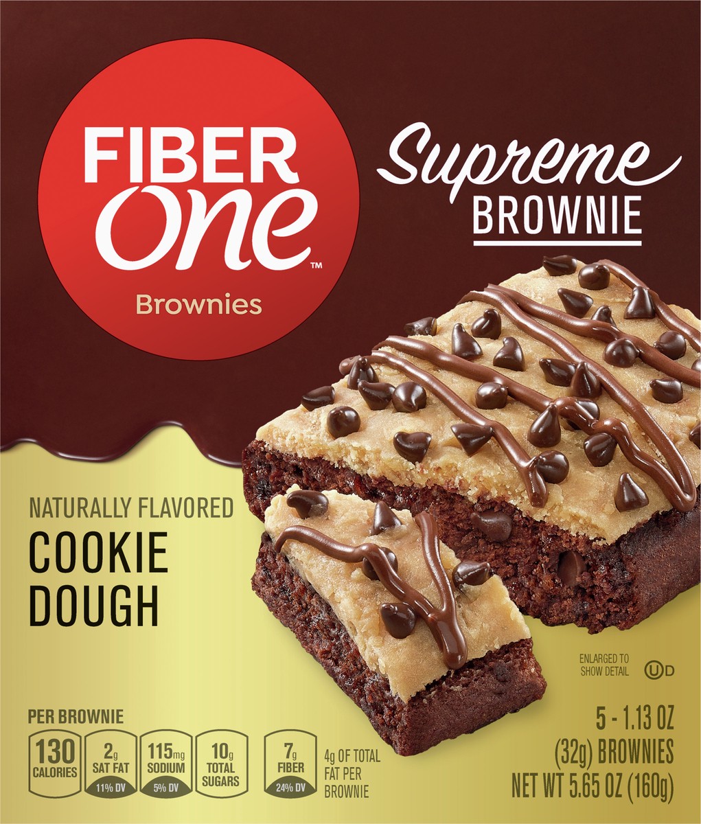slide 6 of 9, Fiber One Supreme Brownies, Cookie Dough, Snack Bars, 1.13 oz, 5 ct, 5 ct