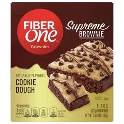 Fiber One Supreme Brownies, Cookie Dough, Snack Bars, 1.13 oz, 5 ct