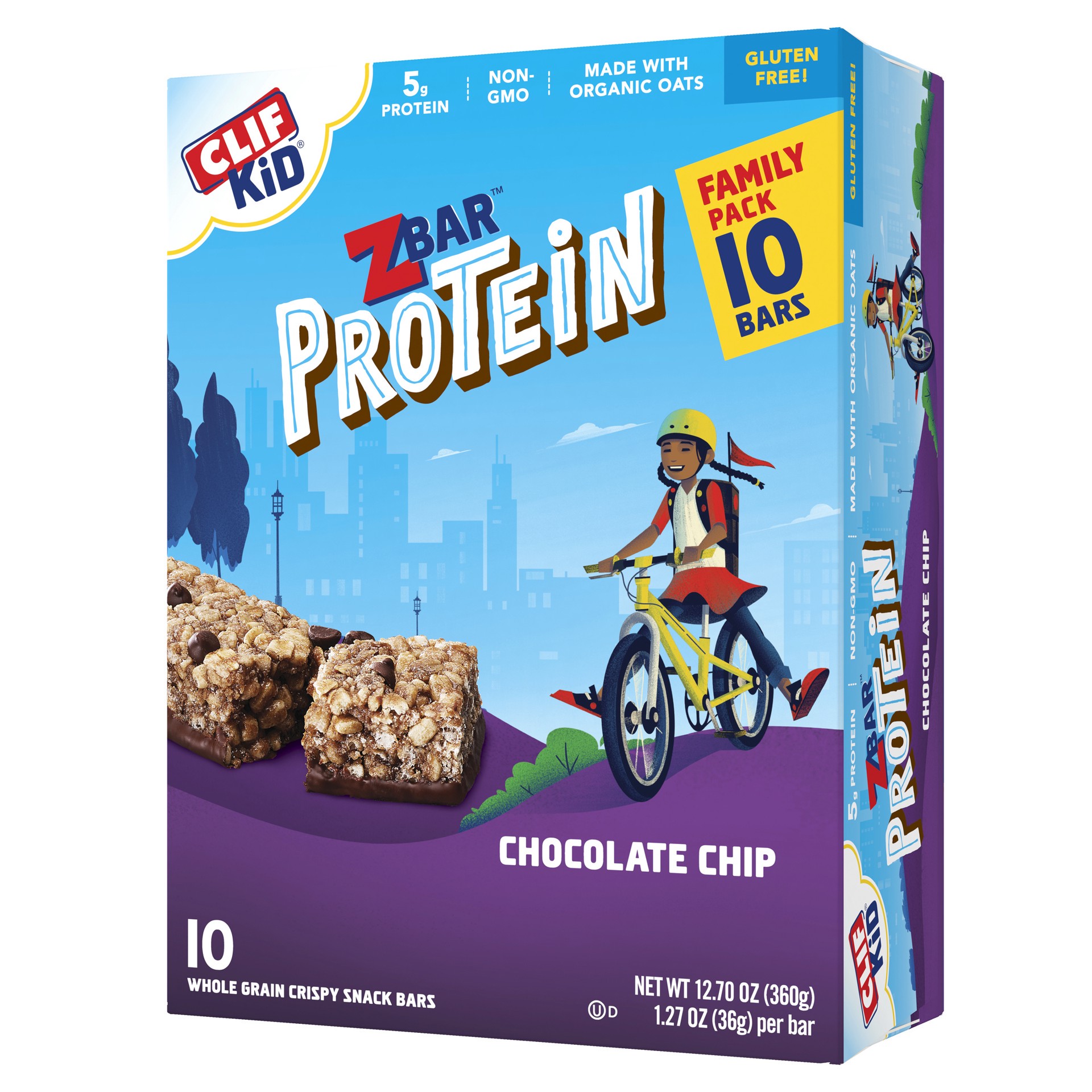 slide 1 of 9, Zbar Protein - Chocolate Chip - Crispy Whole Grain Snack Bars - Made with Organic Oats - Non-GMO - 5g Protein - 1.27 oz. (10 Pack), 10 ct