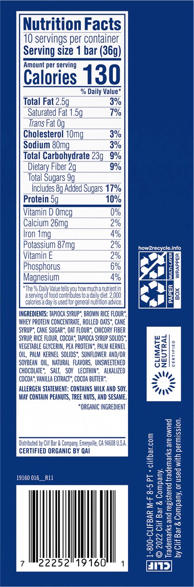 slide 6 of 9, Zbar Protein - Chocolate Chip - Crispy Whole Grain Snack Bars - Made with Organic Oats - Non-GMO - 5g Protein - 1.27 oz. (10 Pack), 10 ct