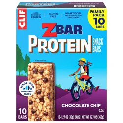 Zbar Protein - Chocolate Chip - Crispy Snack Bars - Made with Organic Oats - Non-GMO - 5g Protein - Gluten Free Protein Bars (10 Pack)
