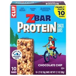 Zbar Protein - Chocolate Chip - Crispy Snack Bars - Made with Organic Oats - Non-GMO - 5g Protein - Gluten Free Protein Bars (10 Pack)