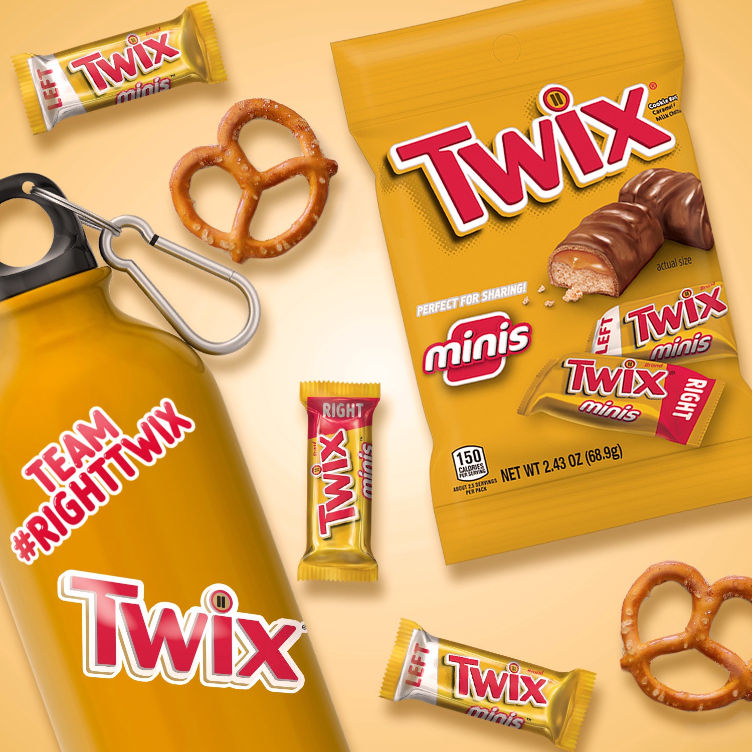 slide 6 of 8, TWIX Minis Size Caramel Chocolate Cookie Candy Bar, 2.43 oz, 2.43 oz