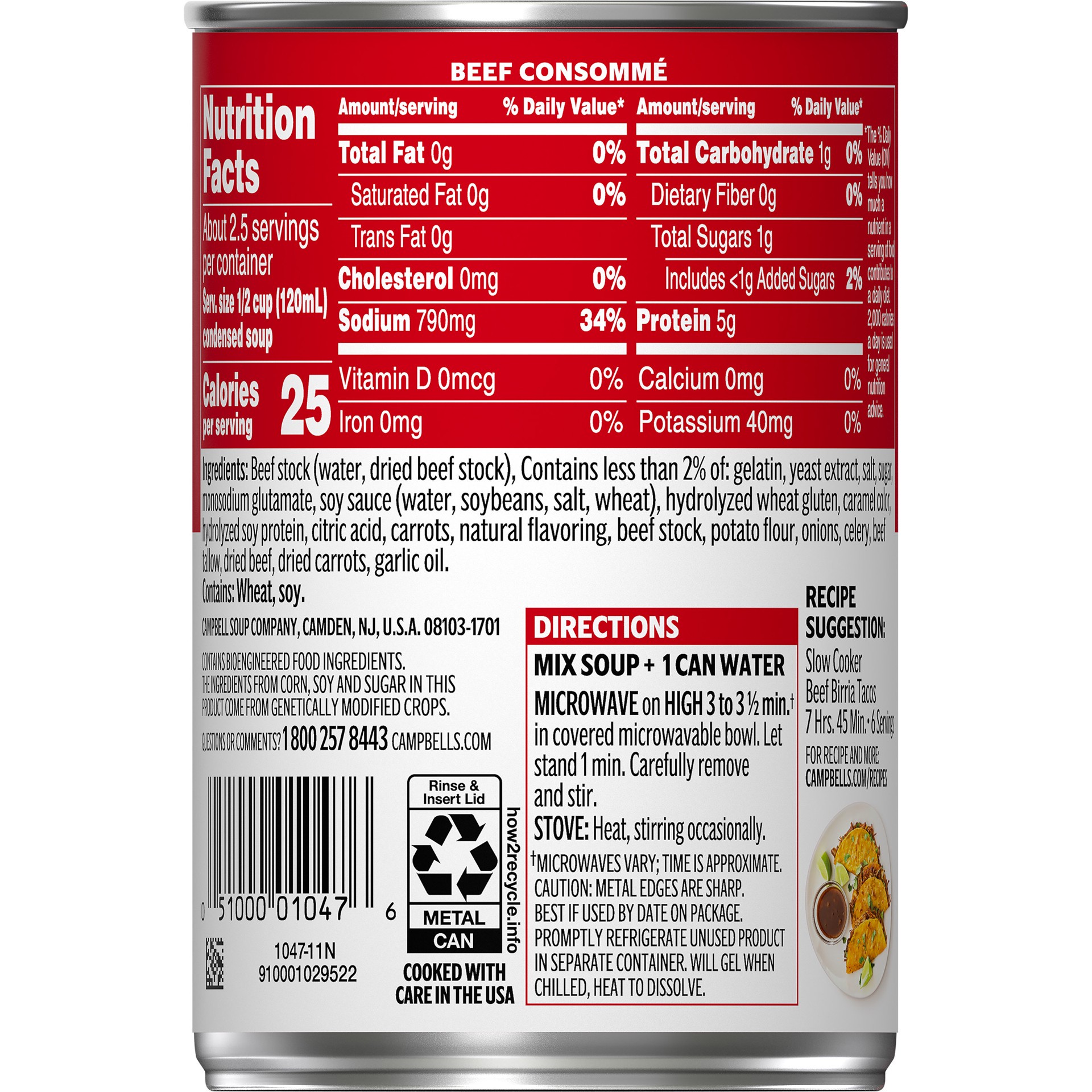 slide 2 of 5, Campbell's Condensed Beef Consomme Soup, 10.5 oz Can, 10.5 fl oz