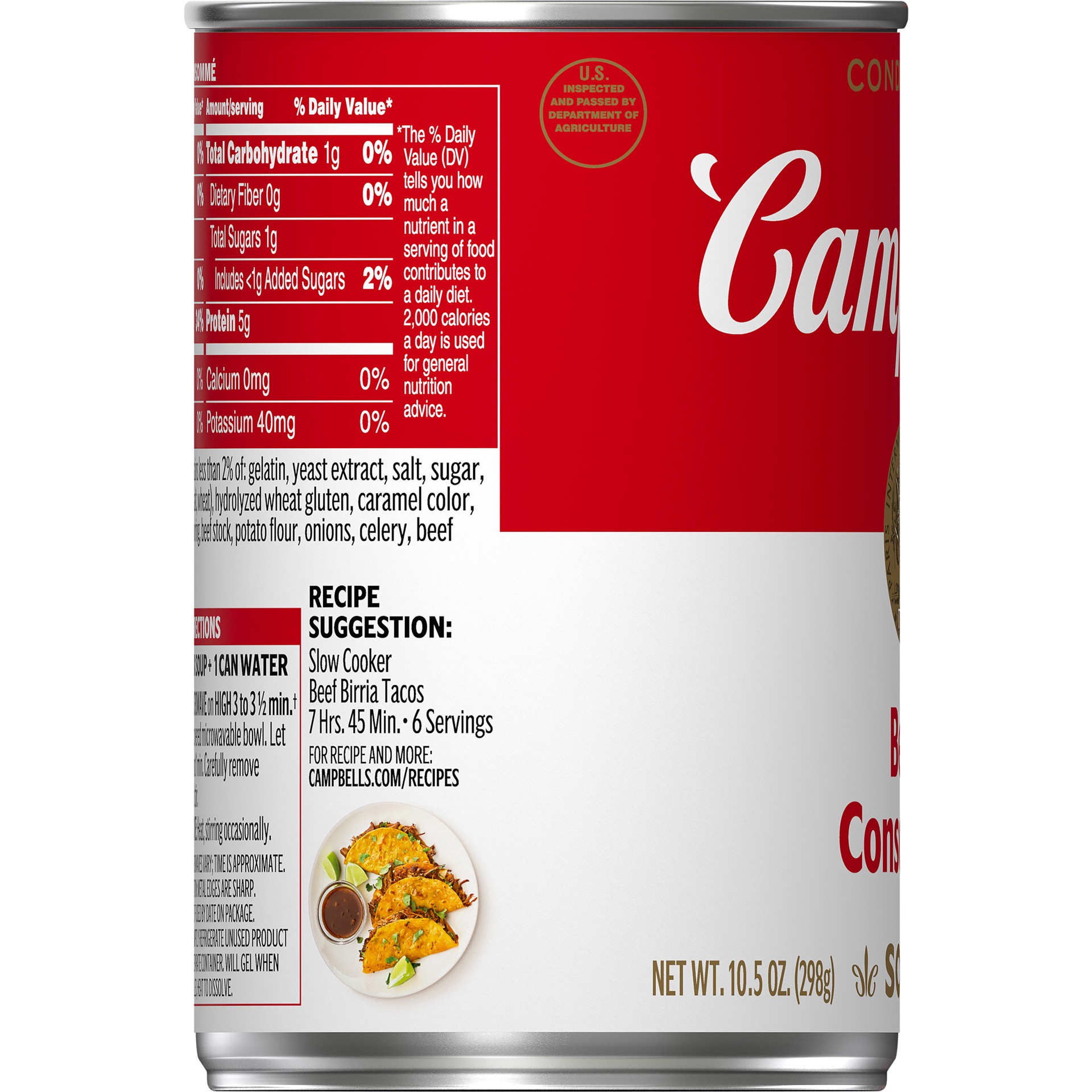 slide 4 of 5, Campbell's Condensed Beef Consomme Soup, 10.5 oz Can, 10.5 fl oz