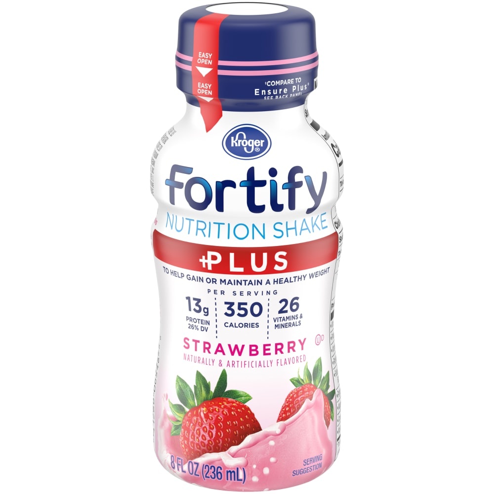 slide 1 of 1, Kroger Fortify Plus Strawberry Nutritional Shake, 8 fl oz