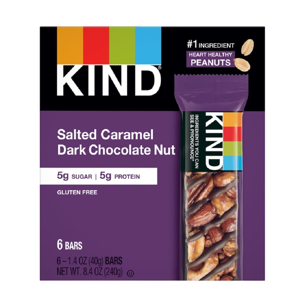 slide 1 of 1, KIND Salted Caramel Dark Chocolate Nut Bars - Gluten Free, 6 ct