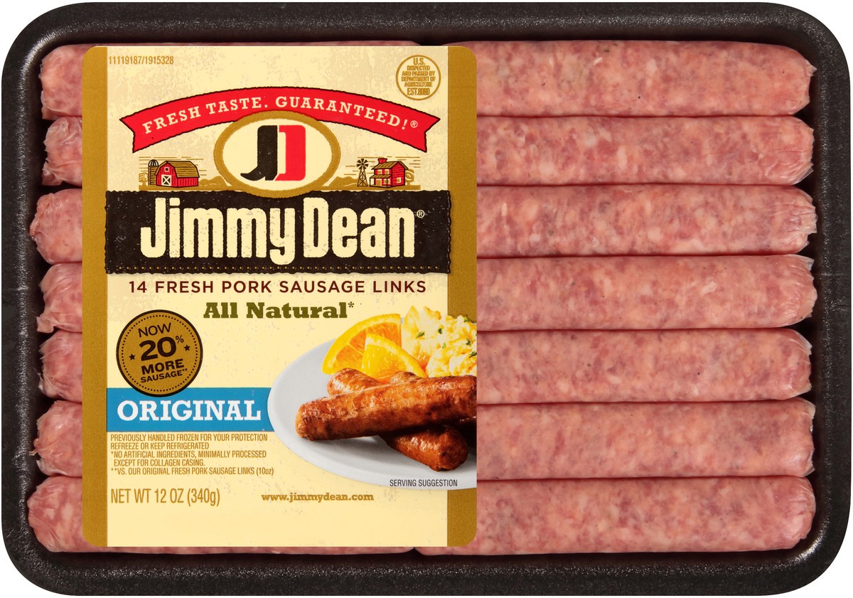 slide 7 of 9, Jimmy Dean Premium All-Natural* Pork Breakfast Sausage Links, 14 Count, 340.19 g
