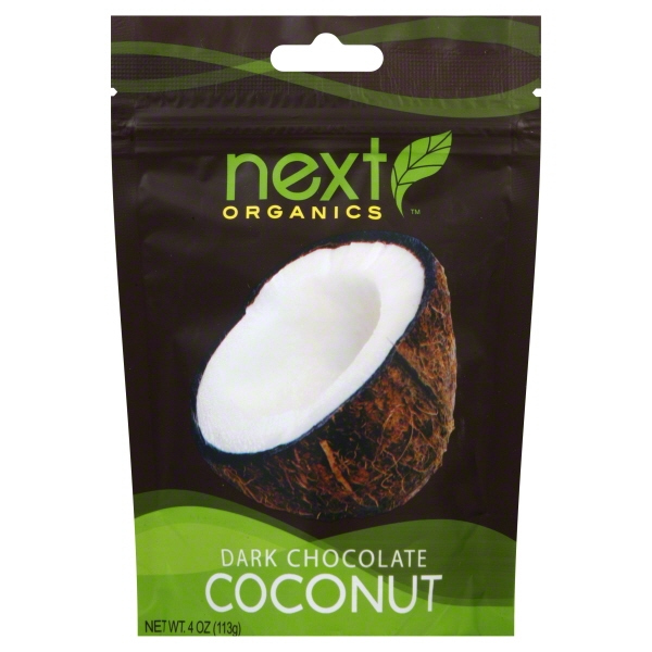 slide 1 of 4, Tropical Valley Foods Next Organics Dark Chocolate Coconut, 4 oz