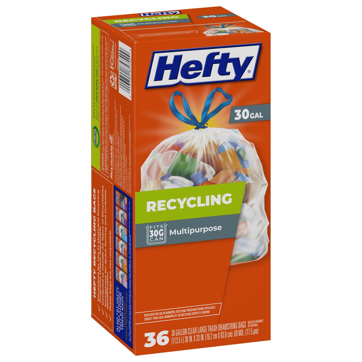 slide 2 of 9, Hefty Multipurpose Clear 30 Gallon Drawstring Bags Large 36 ea, 36 ct