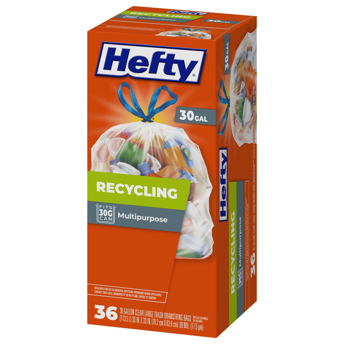 slide 7 of 9, Hefty Multipurpose Clear 30 Gallon Drawstring Bags Large 36 ea, 36 ct