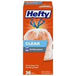 Hefty Multipurpose Clear 30 Gallon Drawstring Bags - 36 ea