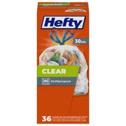 Hefty Multipurpose Clear 30 Gallon Drawstring Bags Large 36 ea