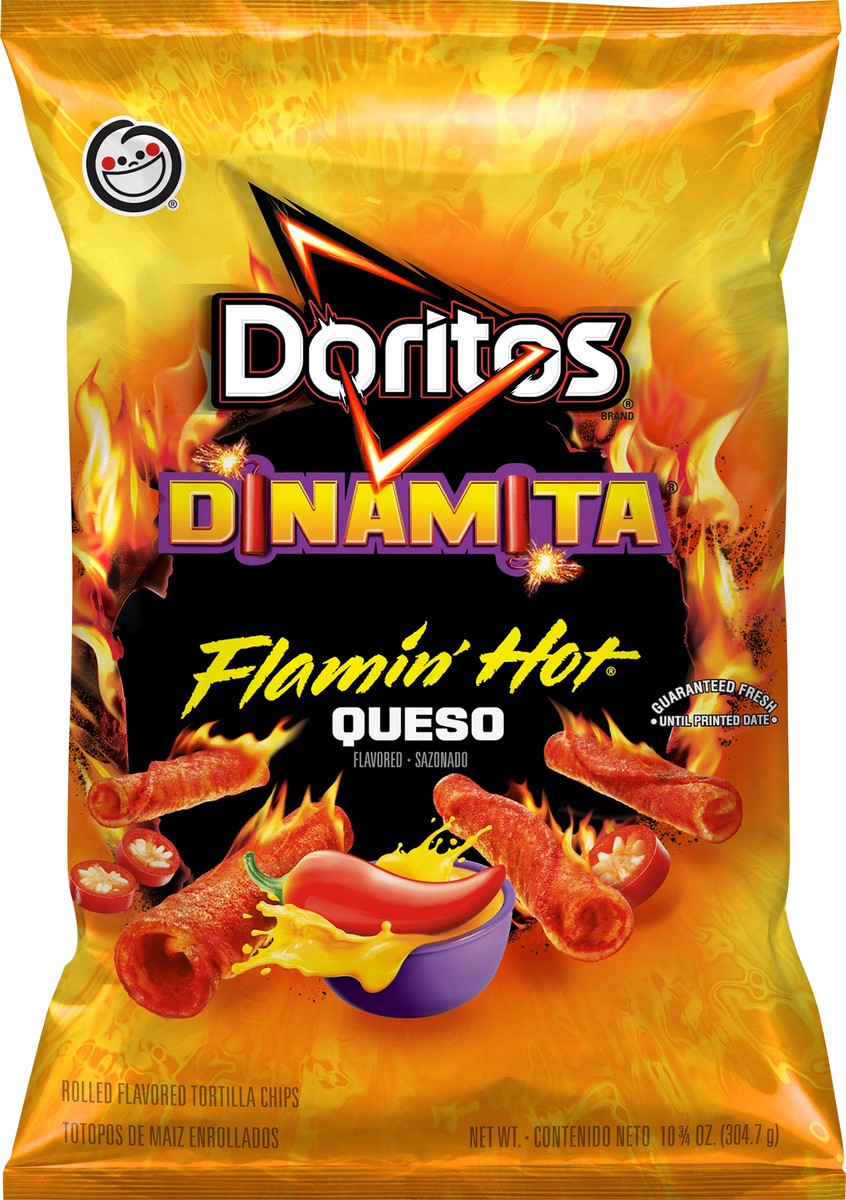 slide 5 of 7, Doritos Dinamita Flamin' Hot Queso Rolled Tortilla Chips, 10.75 oz