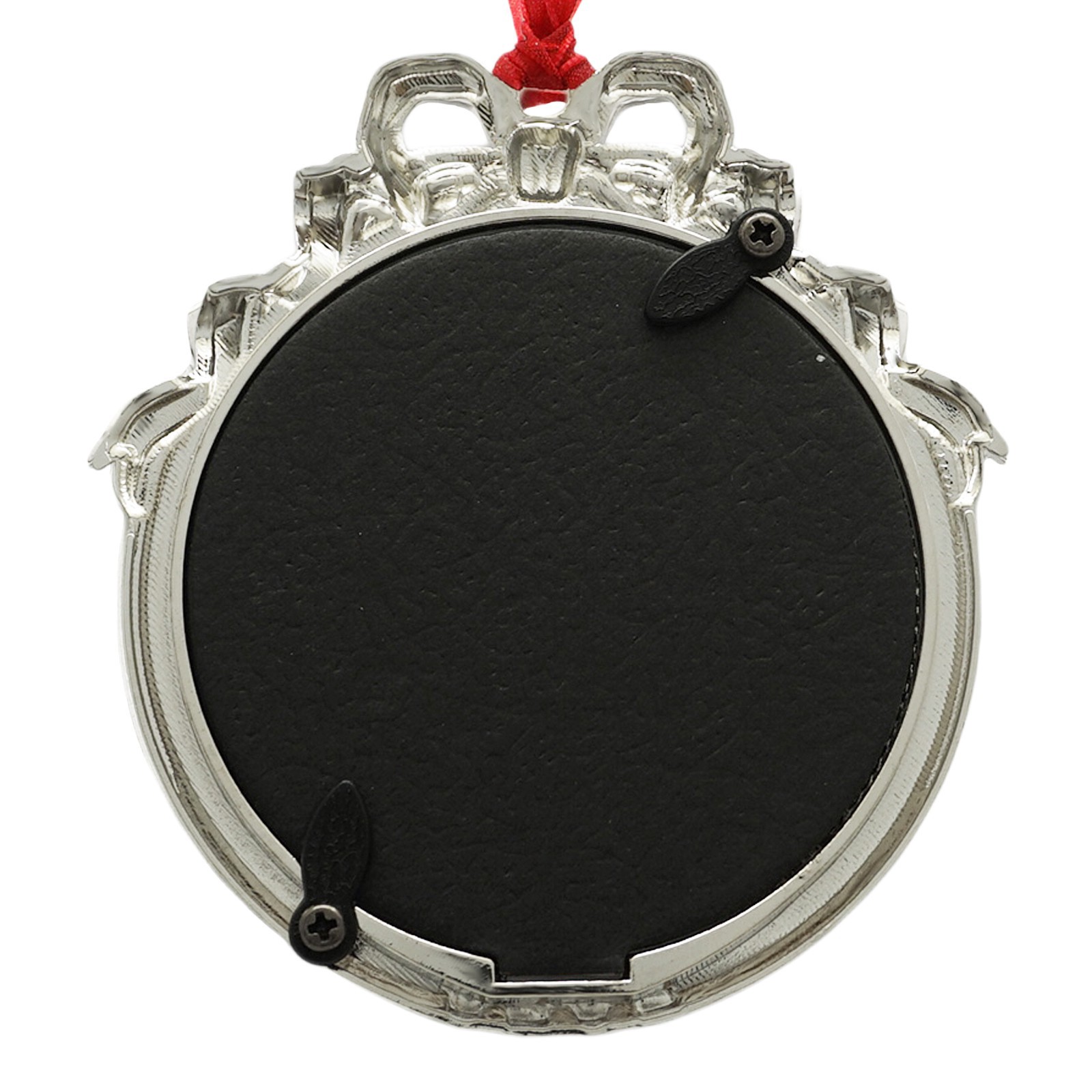 slide 2 of 3, 2.5" X 2.5" Silver Round Ribbon 2025 Metal Ornament Frame By Studio Decor, 2.5 in x 2.5 in