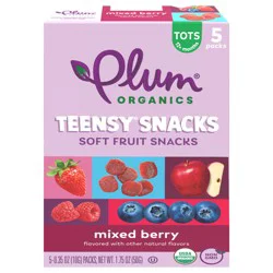 Plum Organics Teensy Snacks Mixed Berry Soft Fruit Snacks .35oz Pouch/5-Count Box