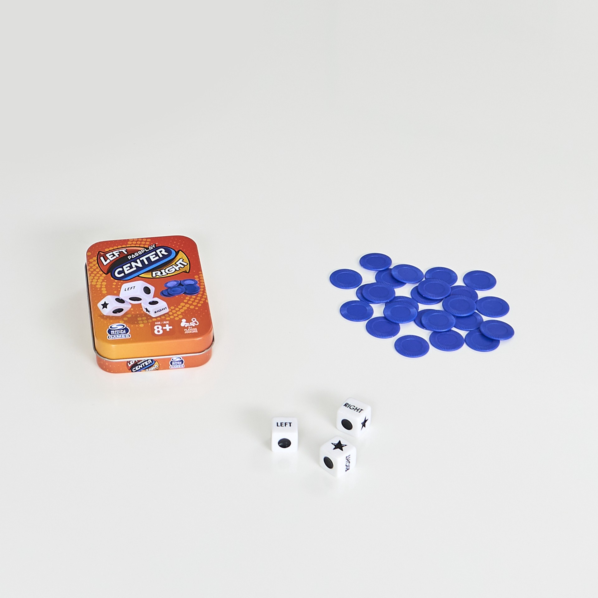 slide 5 of 6, Spin Master Passplay: The Game of Left Center Right, the Classic Dice Game in a Portable, Giftable Tin, 1 ct