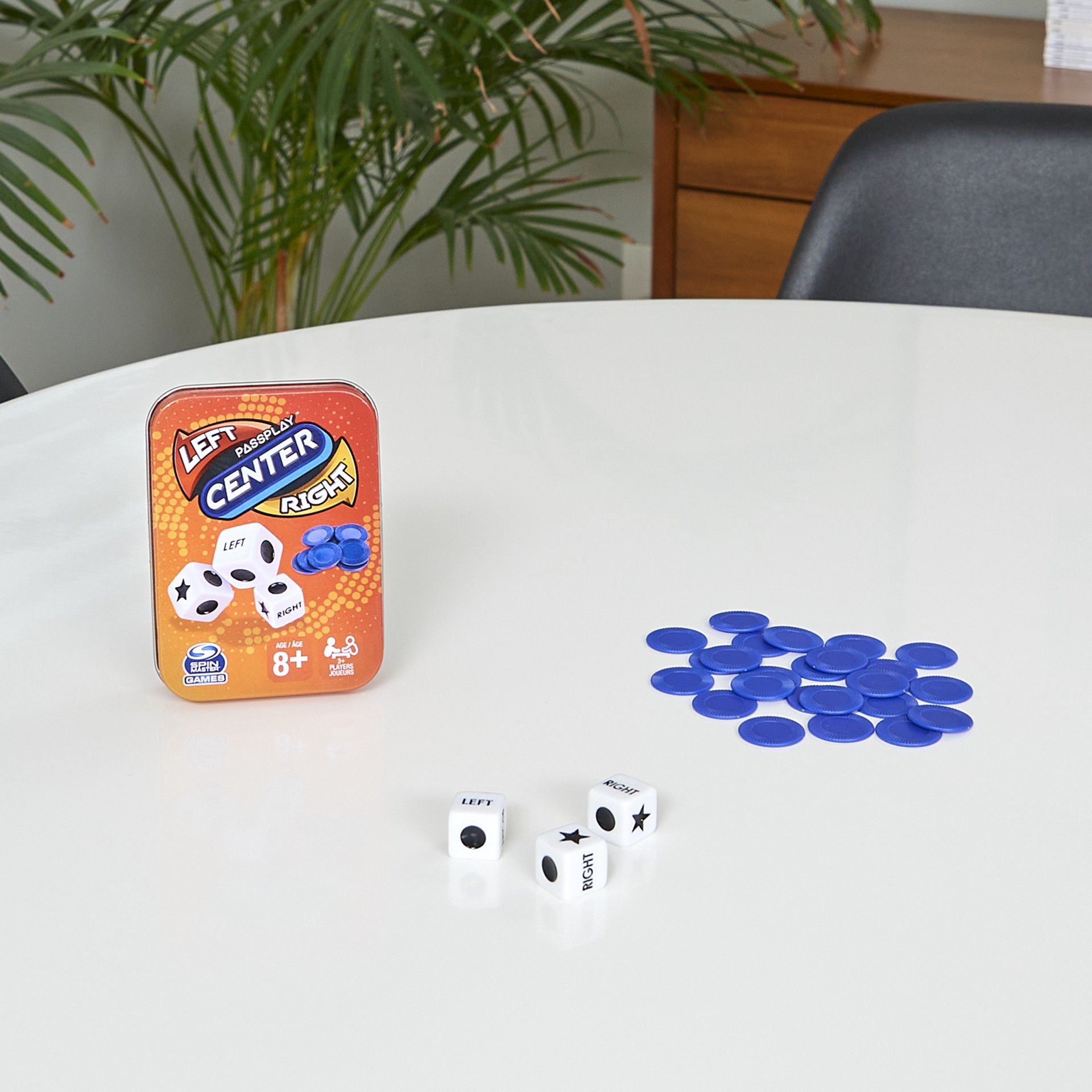 slide 4 of 6, Spin Master Passplay: The Game of Left Center Right, the Classic Dice Game in a Portable, Giftable Tin, 1 ct