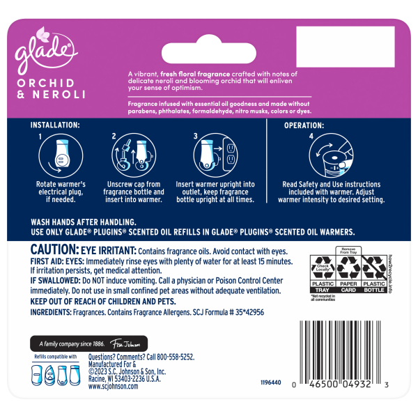 slide 2 of 29, Glade PlugIns Scented Oil Refills, Orchid & Neroli Each, Pack of 5, 0.67 oz