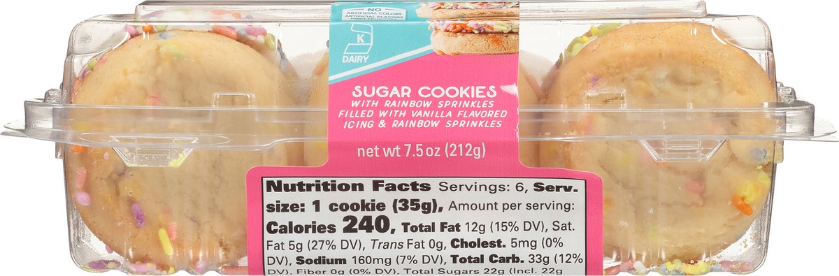 slide 6 of 9, Our Specialty Treat Shop™ 6 Count Sprinkle Sugar Sandwich Cookies, 0.21 kg