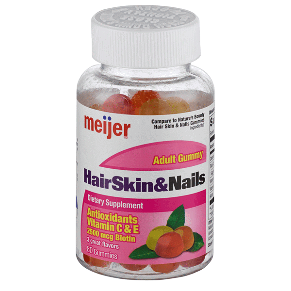 slide 1 of 1, Meijer HairSkin&Nails Adult Gummies, 80 ct