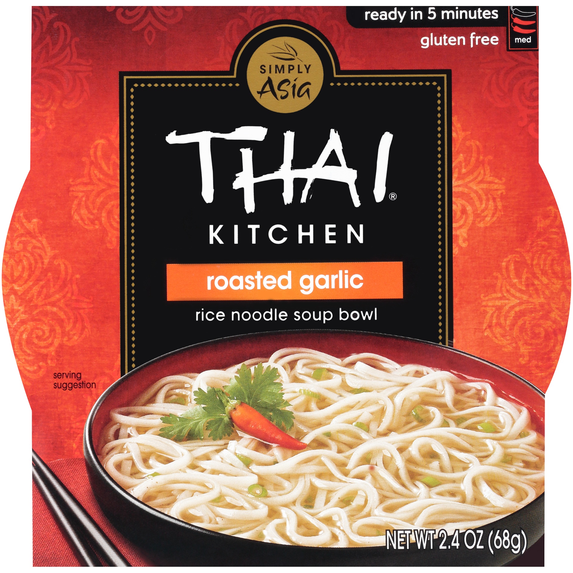 slide 1 of 4, Thai Kitchen Roasted Garlic Rice Noodle Soup Bowl, 2.4 oz